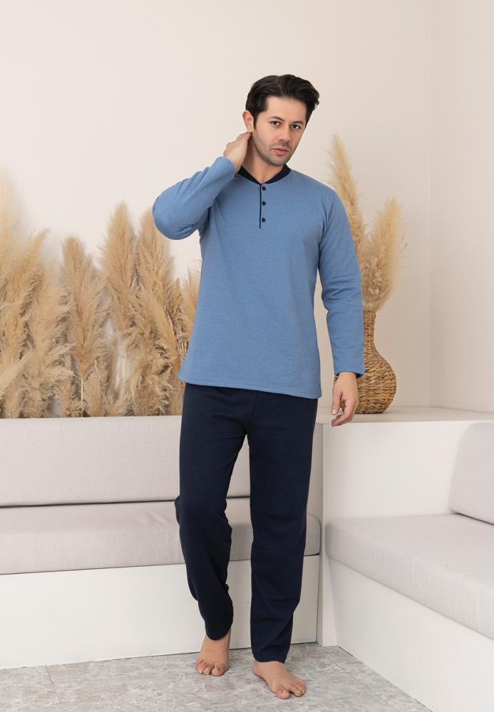 Pijamă bărbat Big Size vătuită, mânecă lungă, pantaloni lungi,En-gros